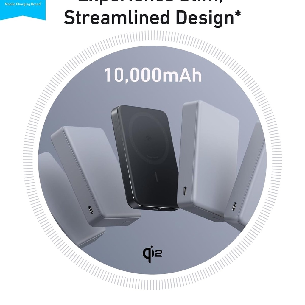 Anker MagGo Power Bank Magnético 10,000 mAh Qi2 - Blanco - A