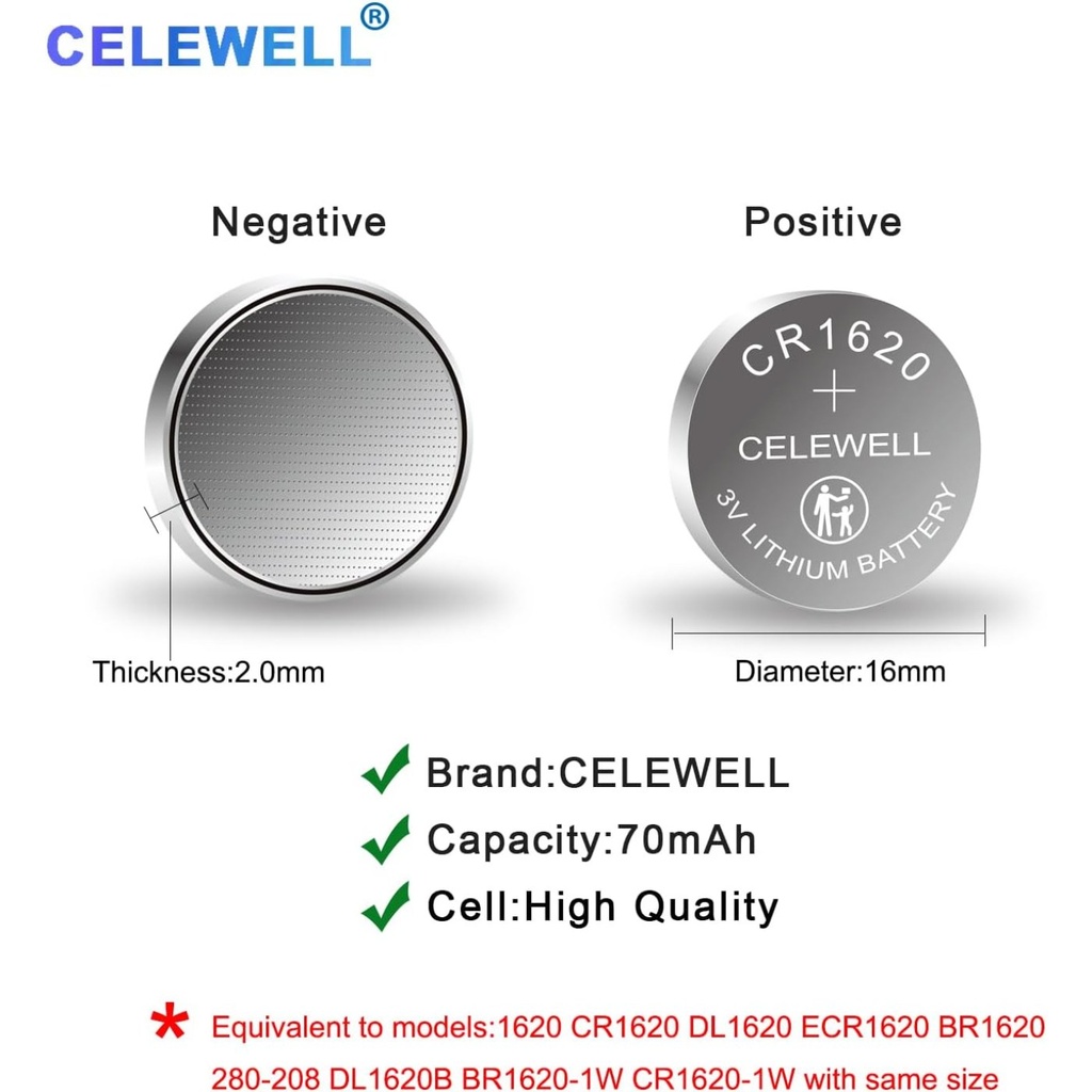 CELEWELL CR1620 Battery