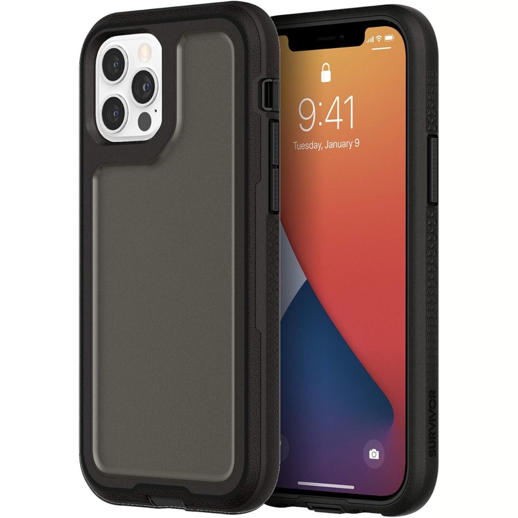 Griffin Survivor Clear Case for iPhone 12/12 Pro - Black