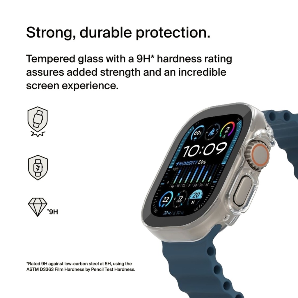 Belkin Glass Screen Protector + Bumper, Watch Ultra, Clear -