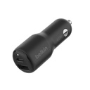 Belkin BoostCharge 42W Dual Car Charger, USB-C and USB-A - CCB005btBK