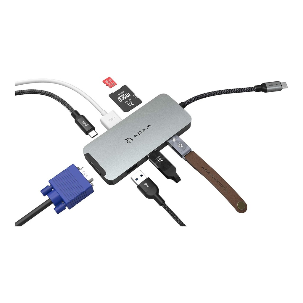 Adam Elements CASA Hub A08 8-in-1 USB-C Hub VGA/HDMI/SD Card