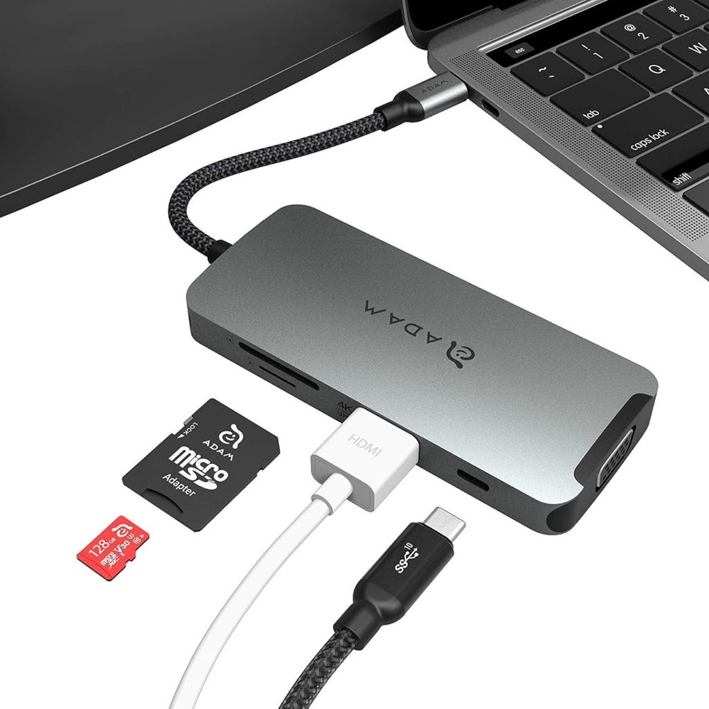 Adam Elements CASA Hub A08 8-in-1 USB-C Hub VGA/HDMI/SD Card