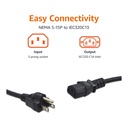 Amazon Basics PC Power Cord 15 ft -  Black - L6LAC006-DT-R