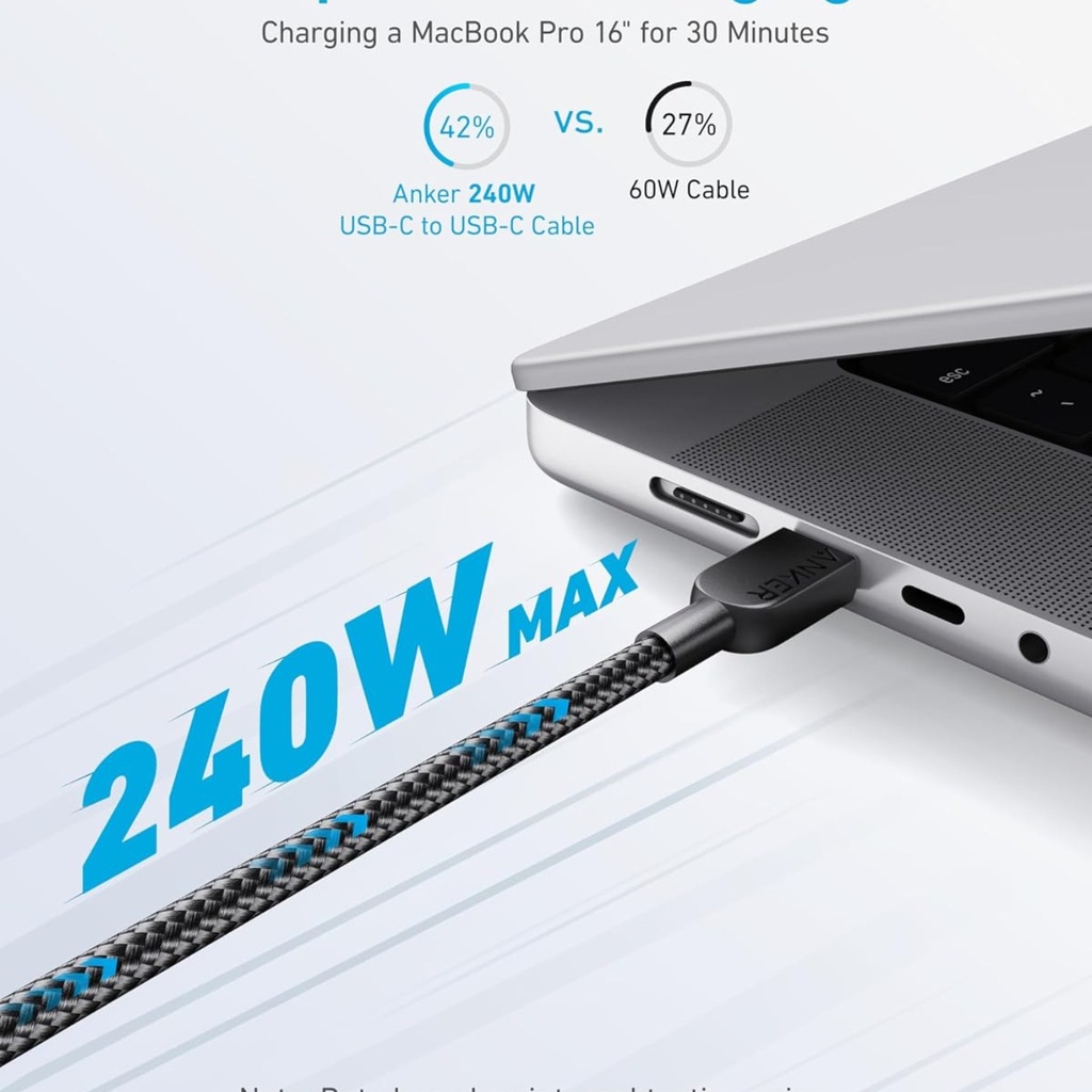Anker Cable USB-C a USB-C 240W trenzado 1.8 m - Negro - A82E