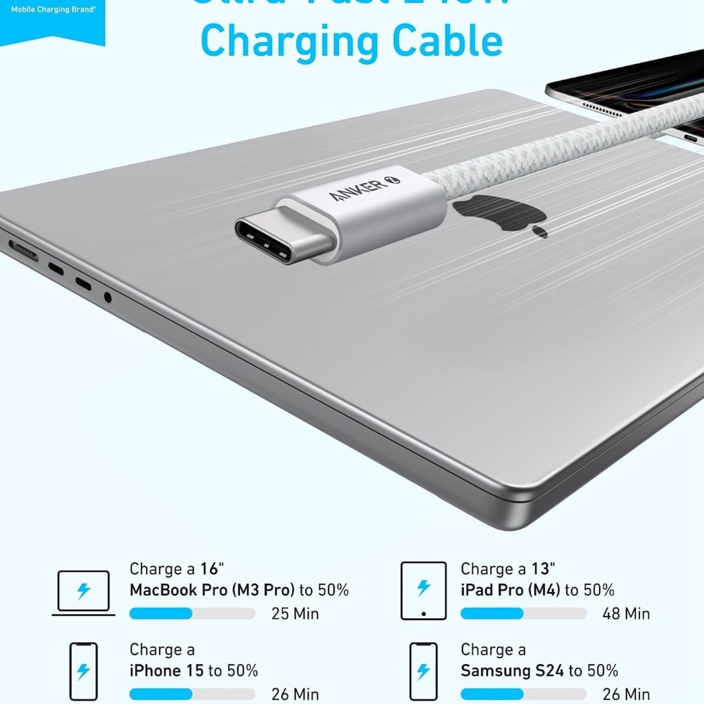 Anker Cable USB-C a USB-C 240W trenzado reciclado 0.9 m - Bl