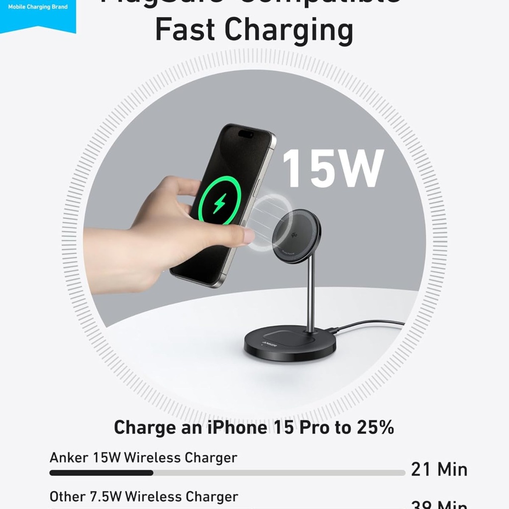 Anker MagGo Cargador Inalámbrico 2 en 1 Qi2 15W - B2544J11