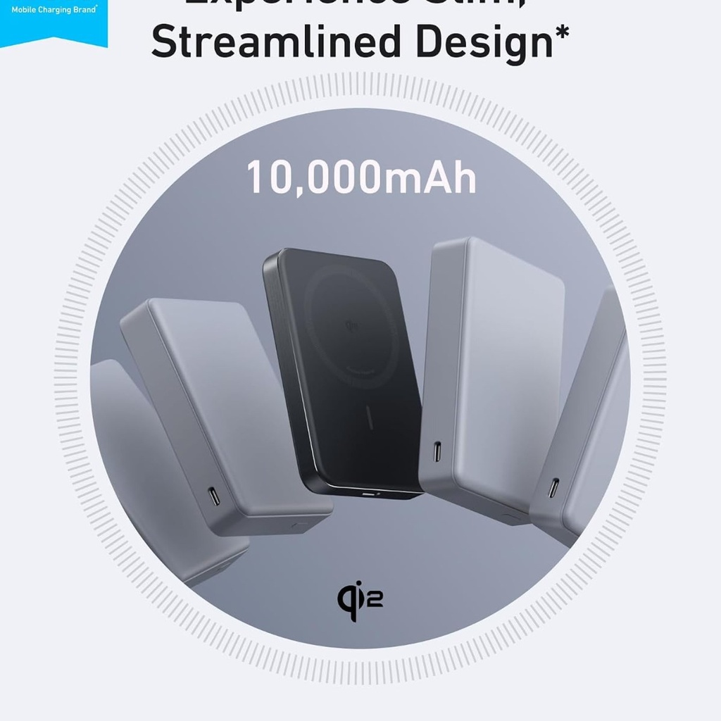 Anker MagGo Power Bank Magnético 10,000 mAh Qi2 - Negro - A1