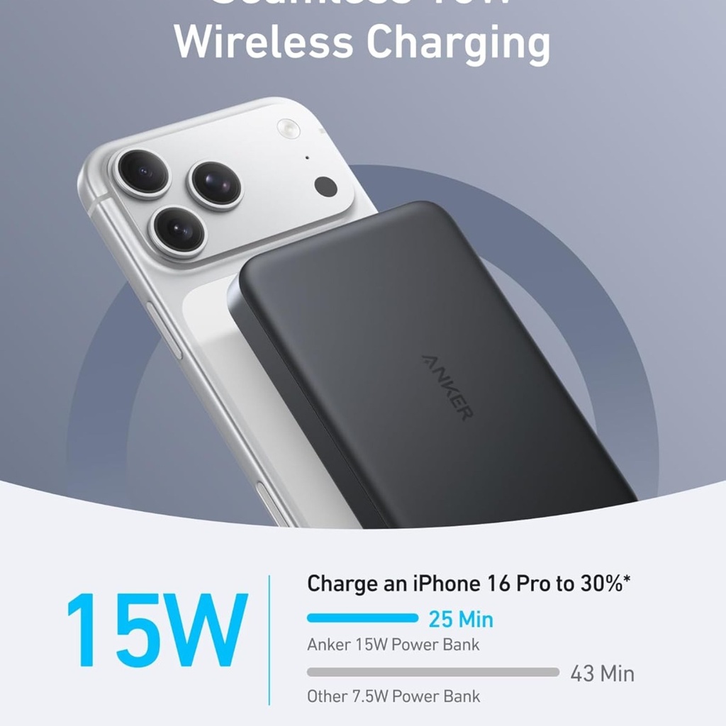 Anker MagGo Power Bank Magnético 10,000 mAh Qi2 - Negro - A1