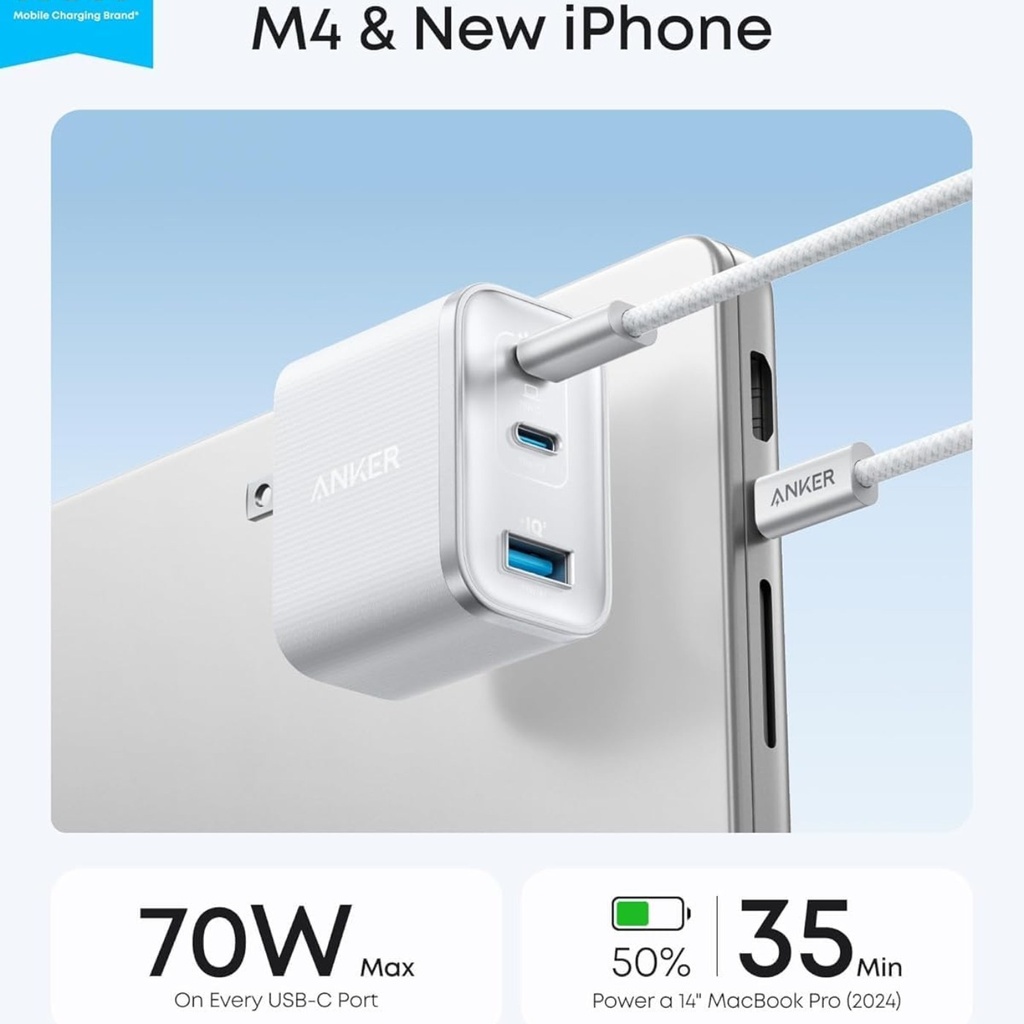 Anker Nano Cargador 70W 3 puertos USB-C - A121AJ11