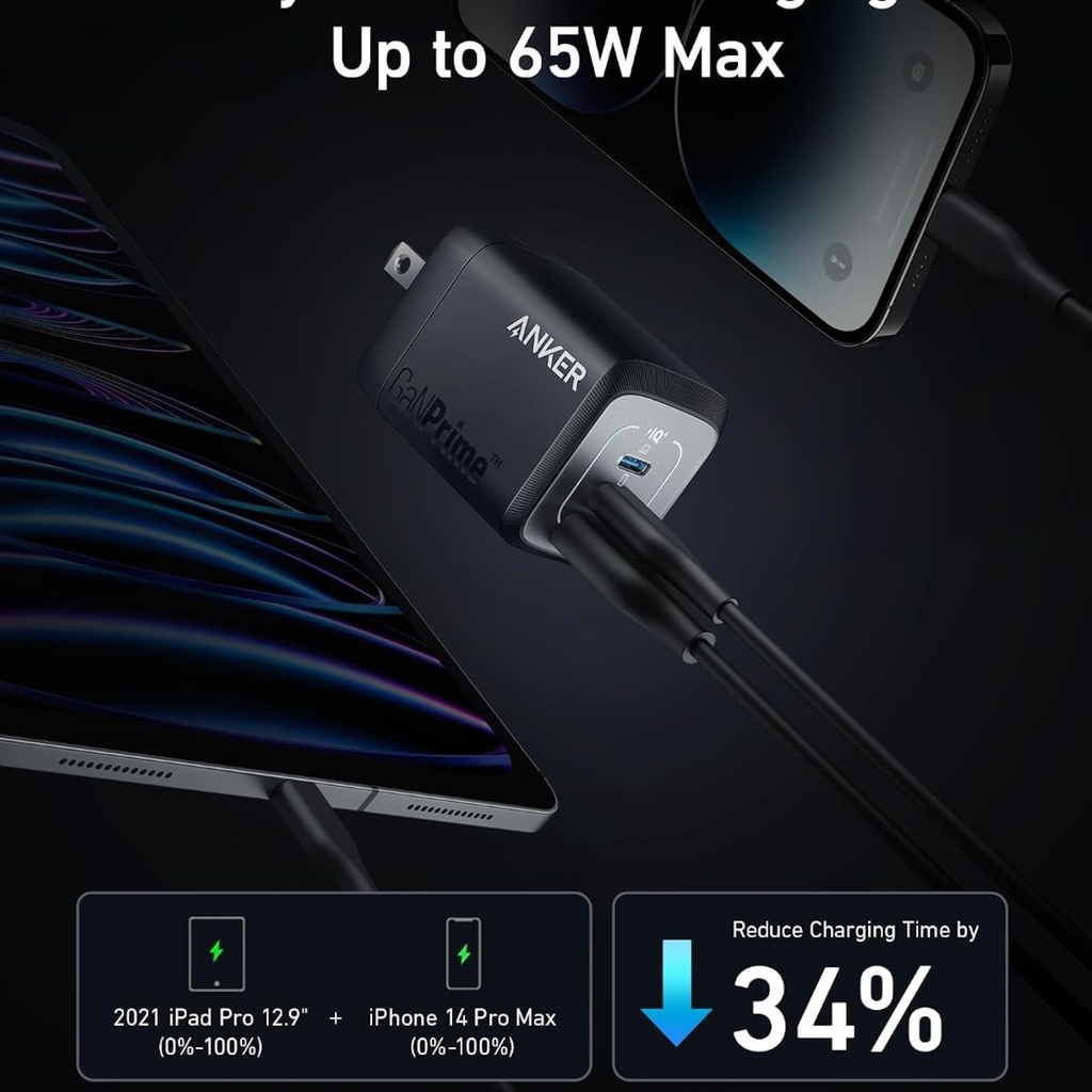 Anker Prime Cargador GaN 67W 3 puertos - A2669113