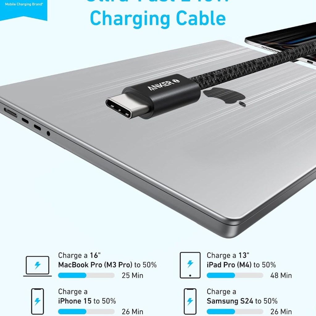 Anker Zolo Cable USB-C a USB-C 240W 1.8 m - Negro - A8060H12