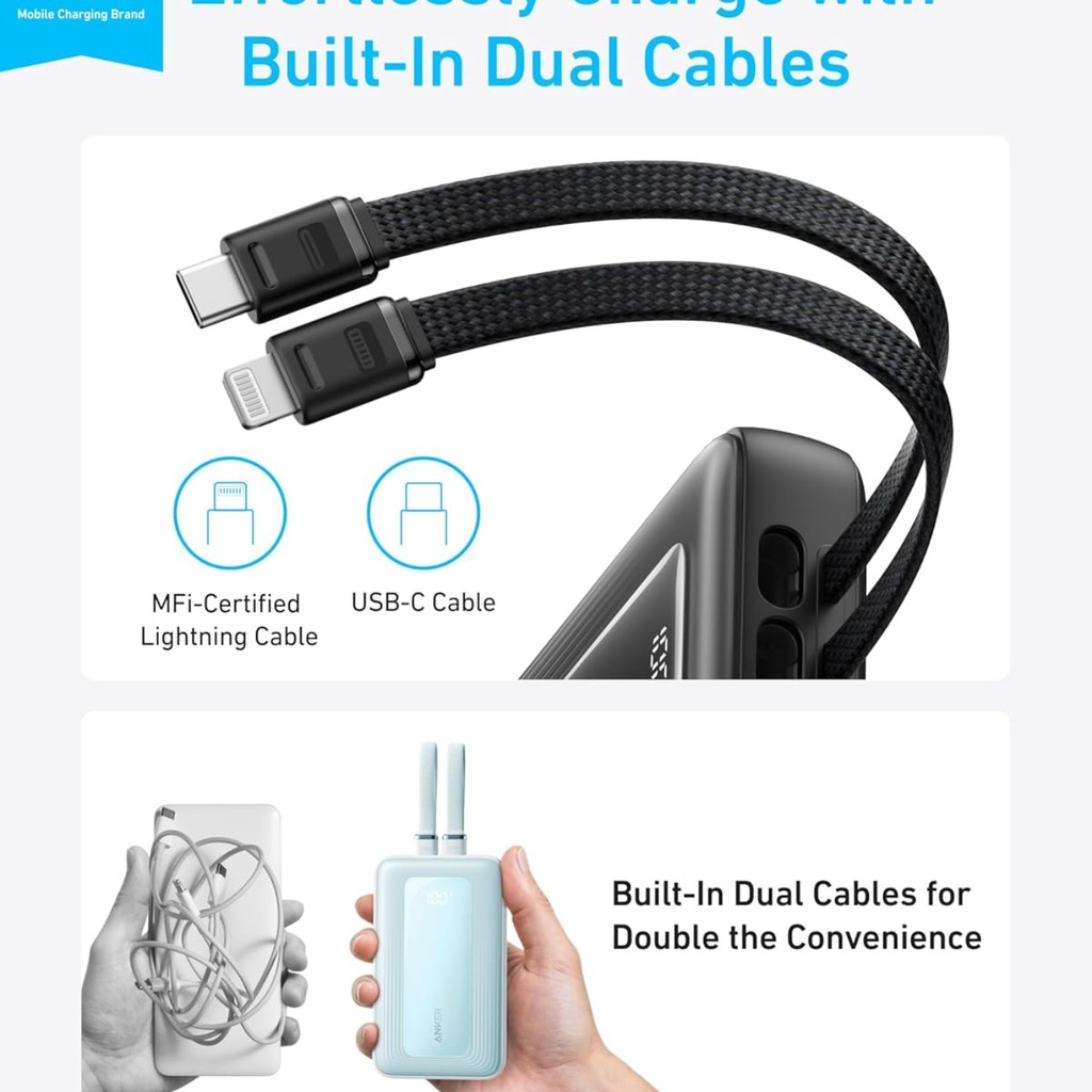 Anker Zolo Power Bank 20,000 mAh con cable USB-C - Blanco - 