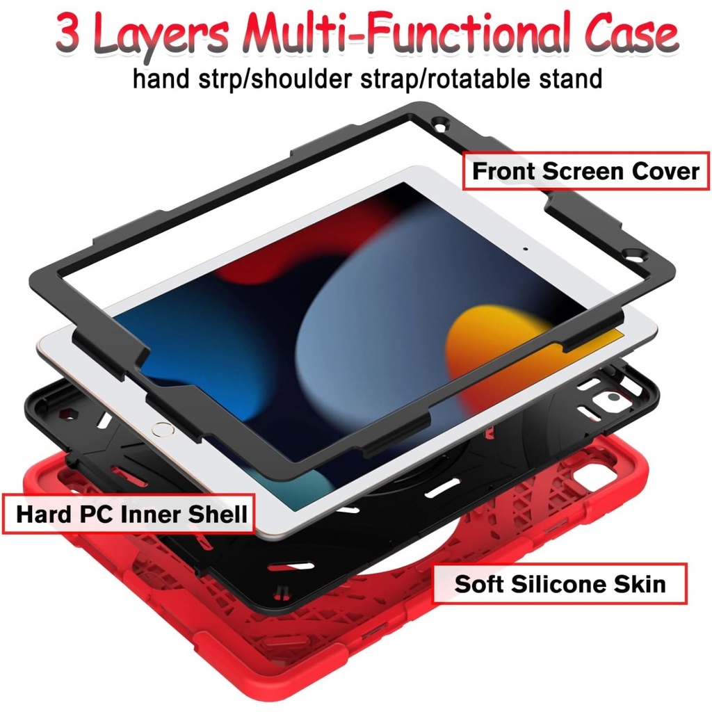 BMOUO Case for iPad 10.2" Shockproof w/ 360 Rotating Stand -