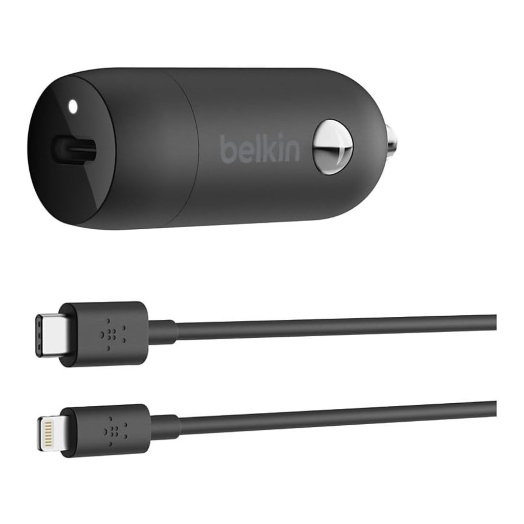 Belkin BOOSTCHARGE 20W USB-C Car Charger W/ Lightning to USB