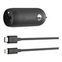 Belkin BOOSTCHARGE 20W USB-C Car Charger W/ Lightning to USB