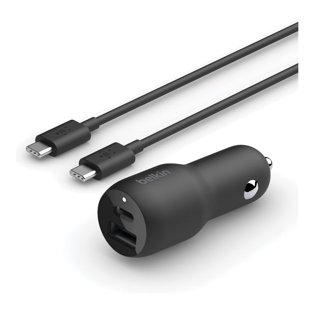 Belkin Dual Car Charger 37W W/ Cable USB-C to Lightning - CC