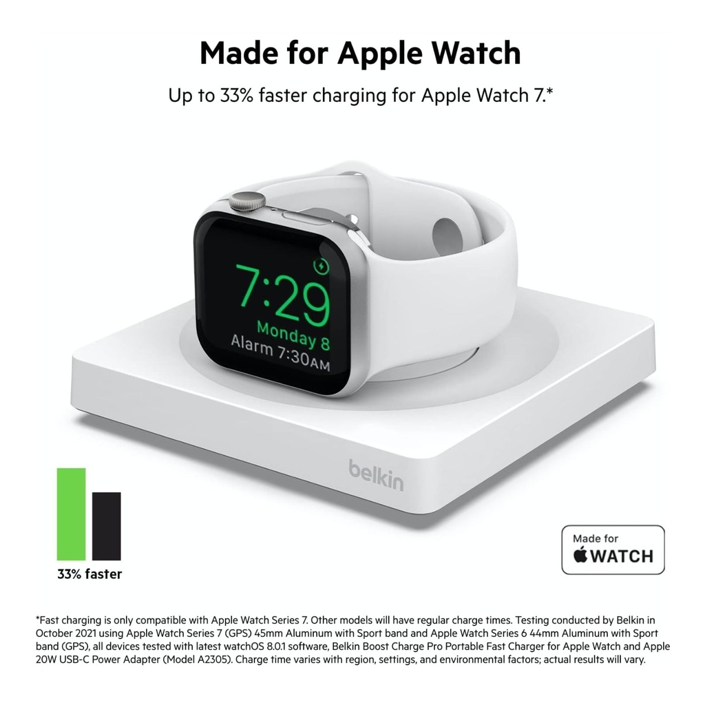 Belkin Portable Fast Charger for Apple Watch, White - WIZ015