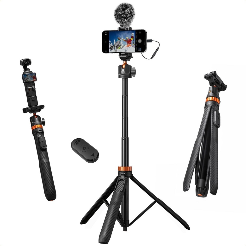 K&F Concept 62" Selfie Stick Tripod 2-in-1