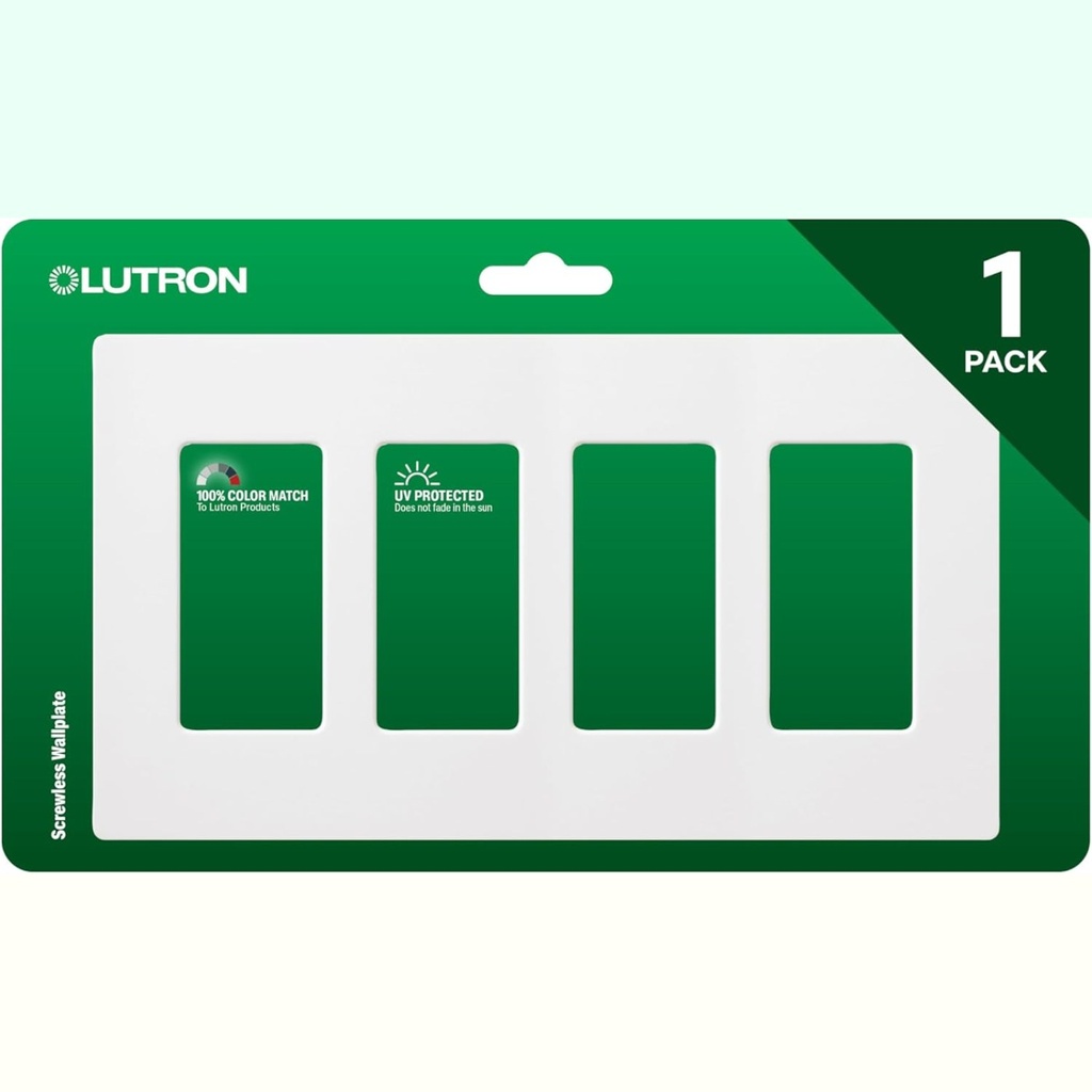 Lutron Caseta Claro Wallplate 4 Gang -White - CW-4-WH