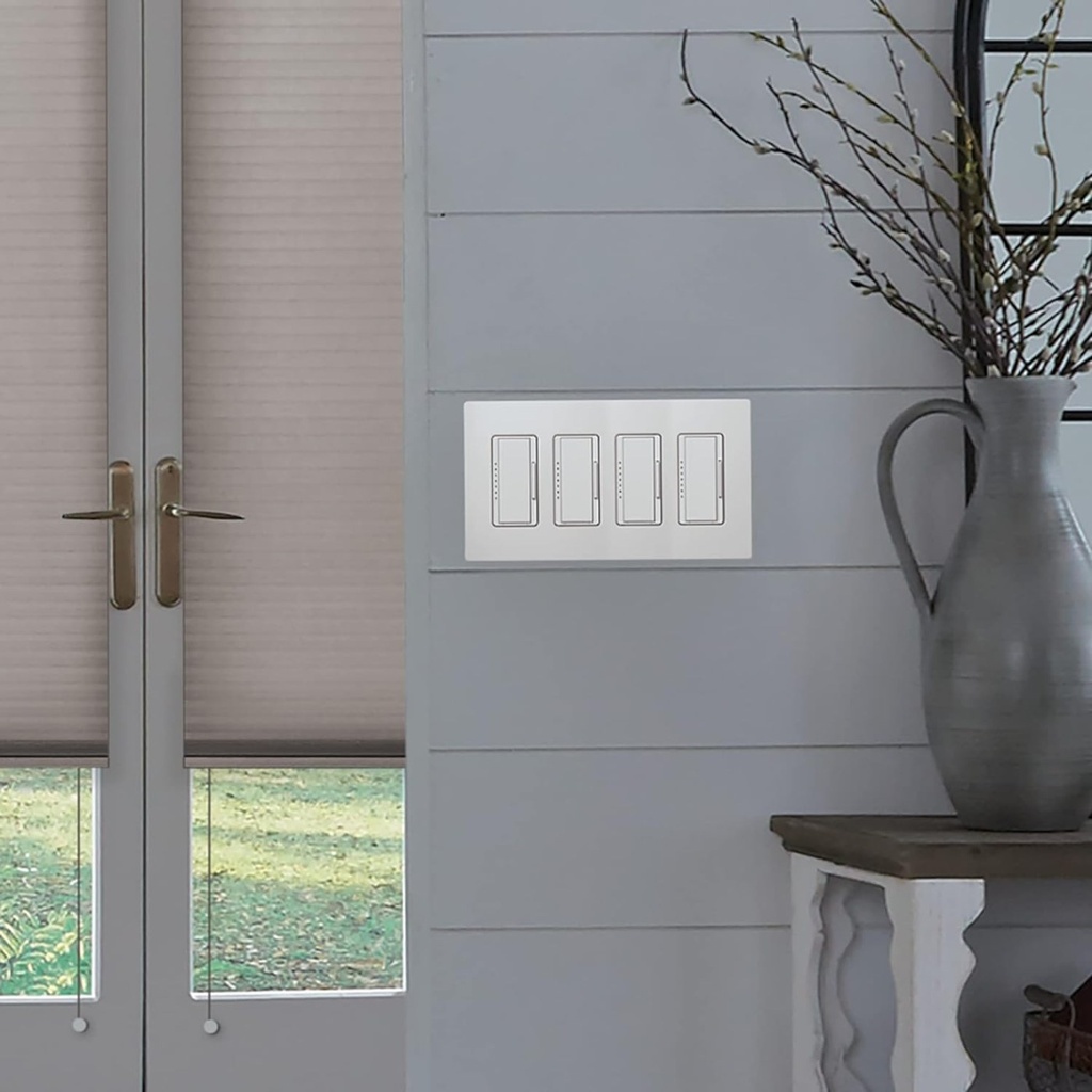 Lutron Caseta Claro Wallplate 4 Gang -White - CW-4-WH