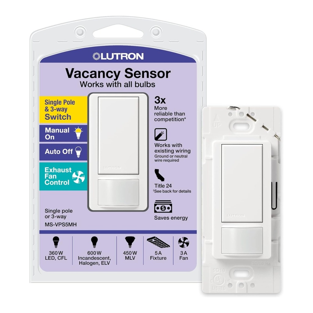 Lutron Caseta Motion Sensor Vacancy-Only - PD-VSENS-WH