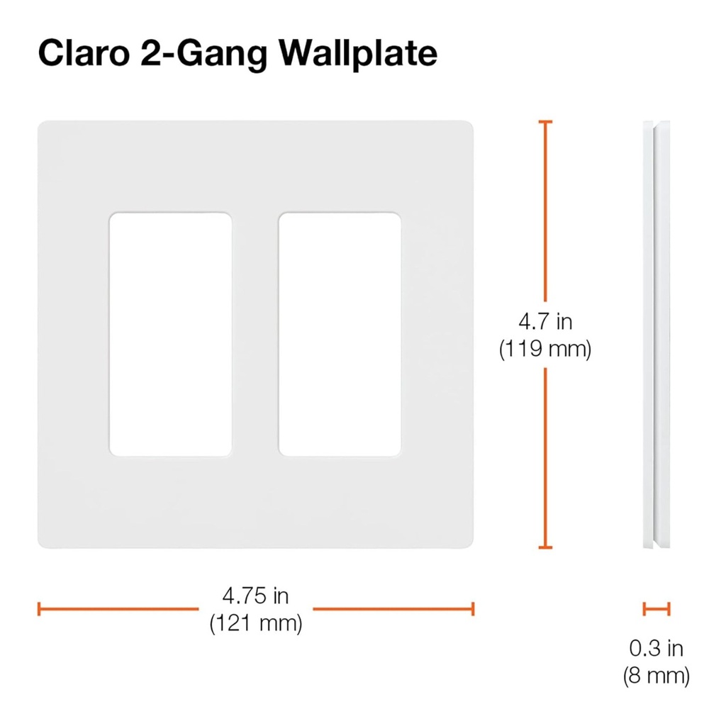Lutron Claro Wallplate-2 Gang - CW-2-WH