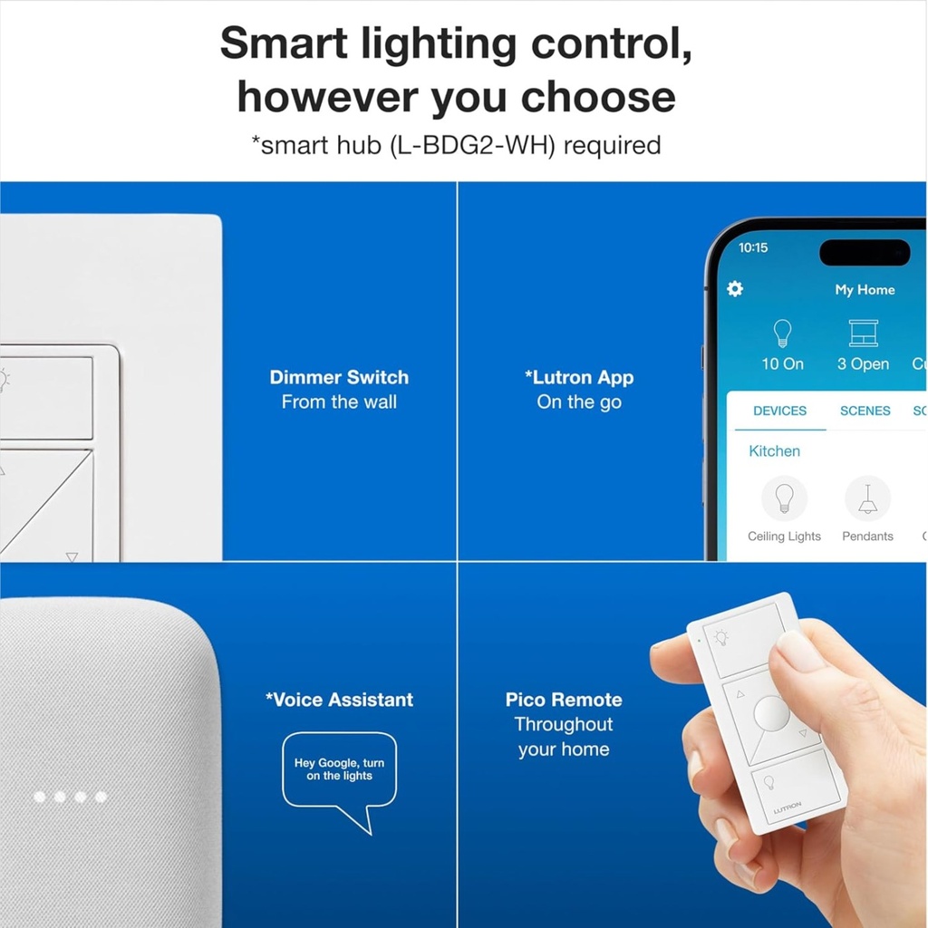 Lutron Caseta Wireless Deluxe Smart Switch Starter Kit - P-B