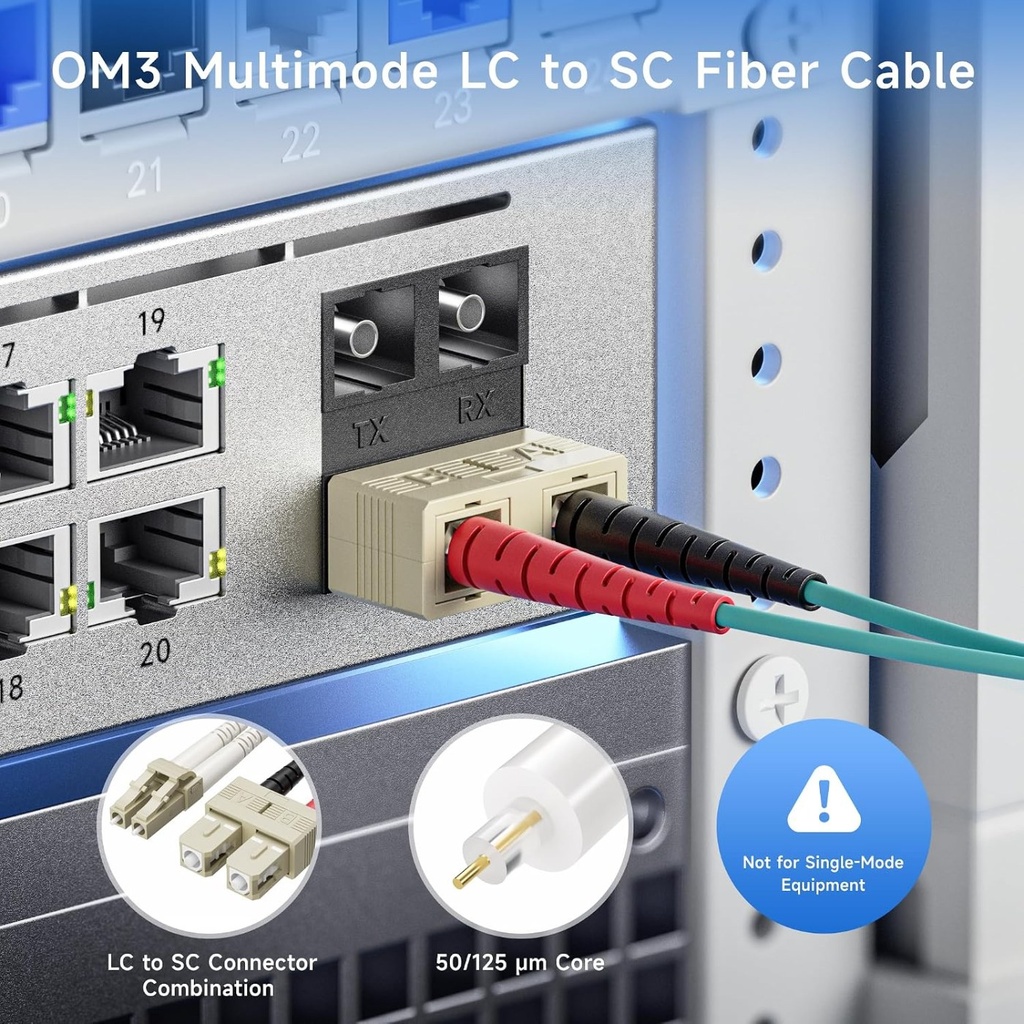OM3 LC-SC 10 Gb 50/125 Multimode Duplex Fiber Cable Agua