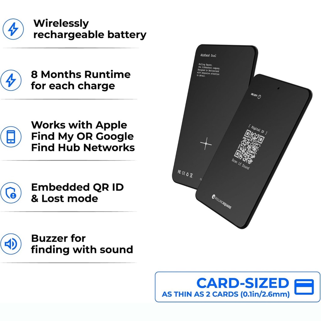 Rolling Square AirCard Wallet Tracker - Black - AIRCARDR