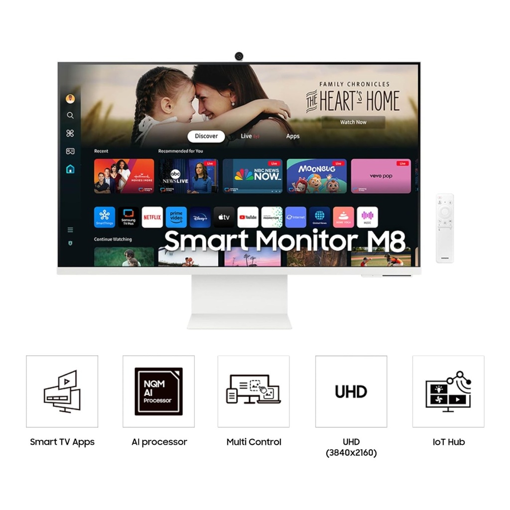 Samsung M80D 32" 4K HDR Smart Monitor with Webcam - Warm Whi