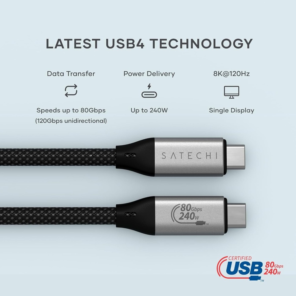 Satechi USB4 V2 Pro Cable 240W (3.9') - ST-YU4120K