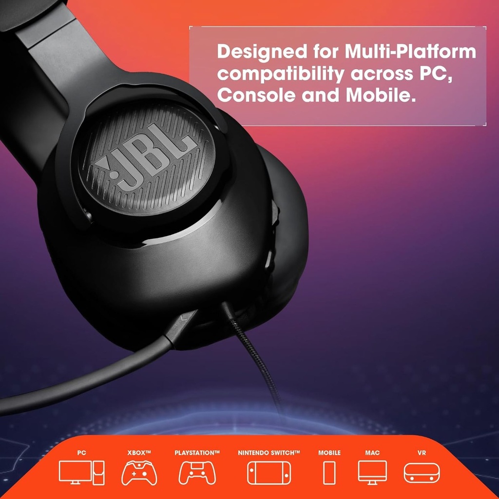 ‌JBL Quantum 100 M2 Wired Headset - White - JBLQTUM100M2WHTA