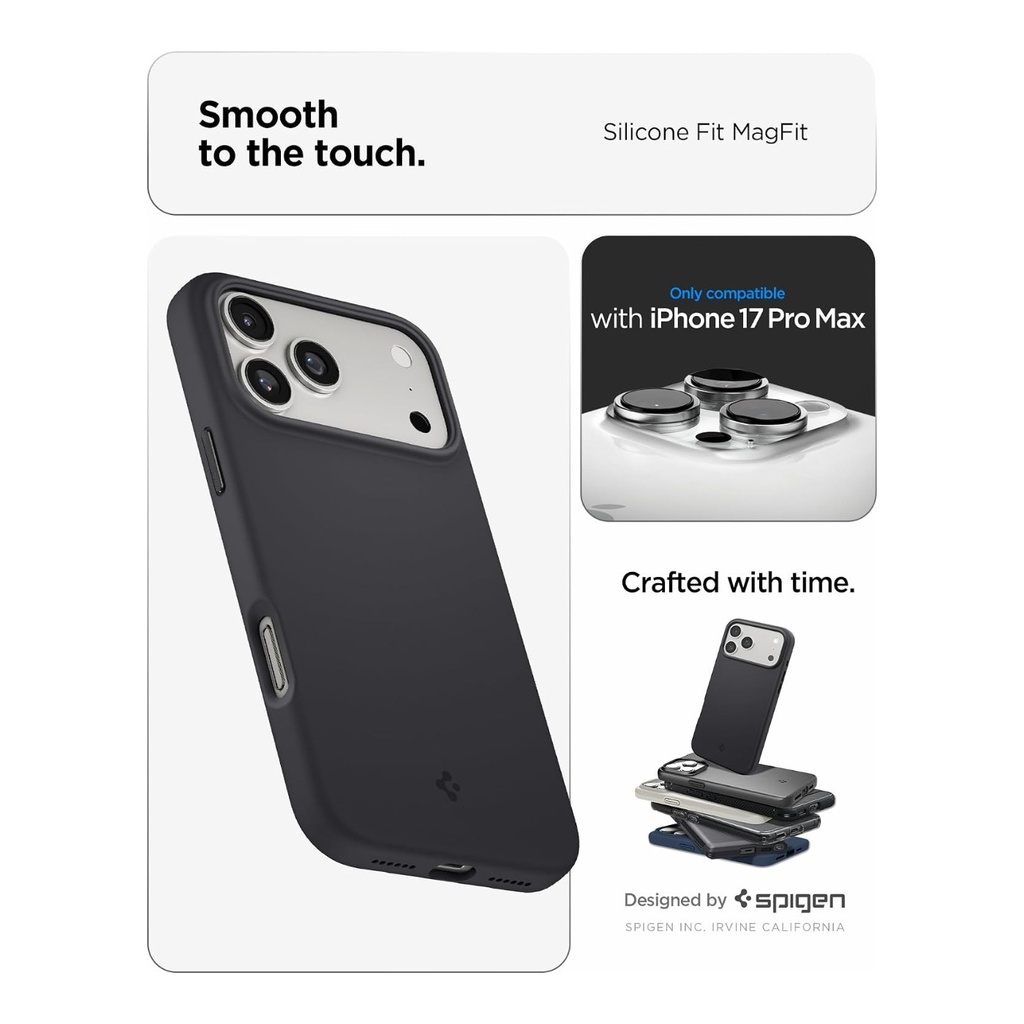 Spigen Silicone Fit (Mag Fit) for iPhone  (17 Pro Max - Blac