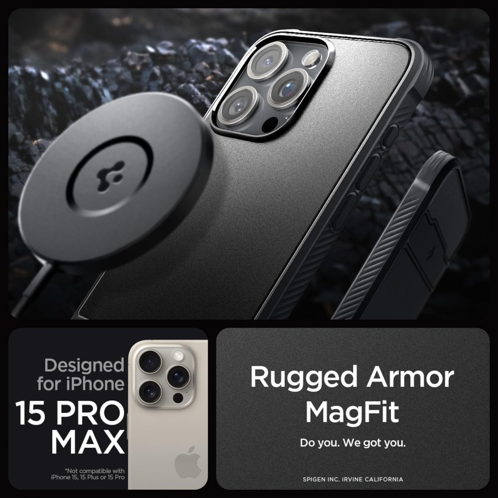 Spigen Rugged Armor Magfit for iPhone 15 (15 Pro Max - Matte
