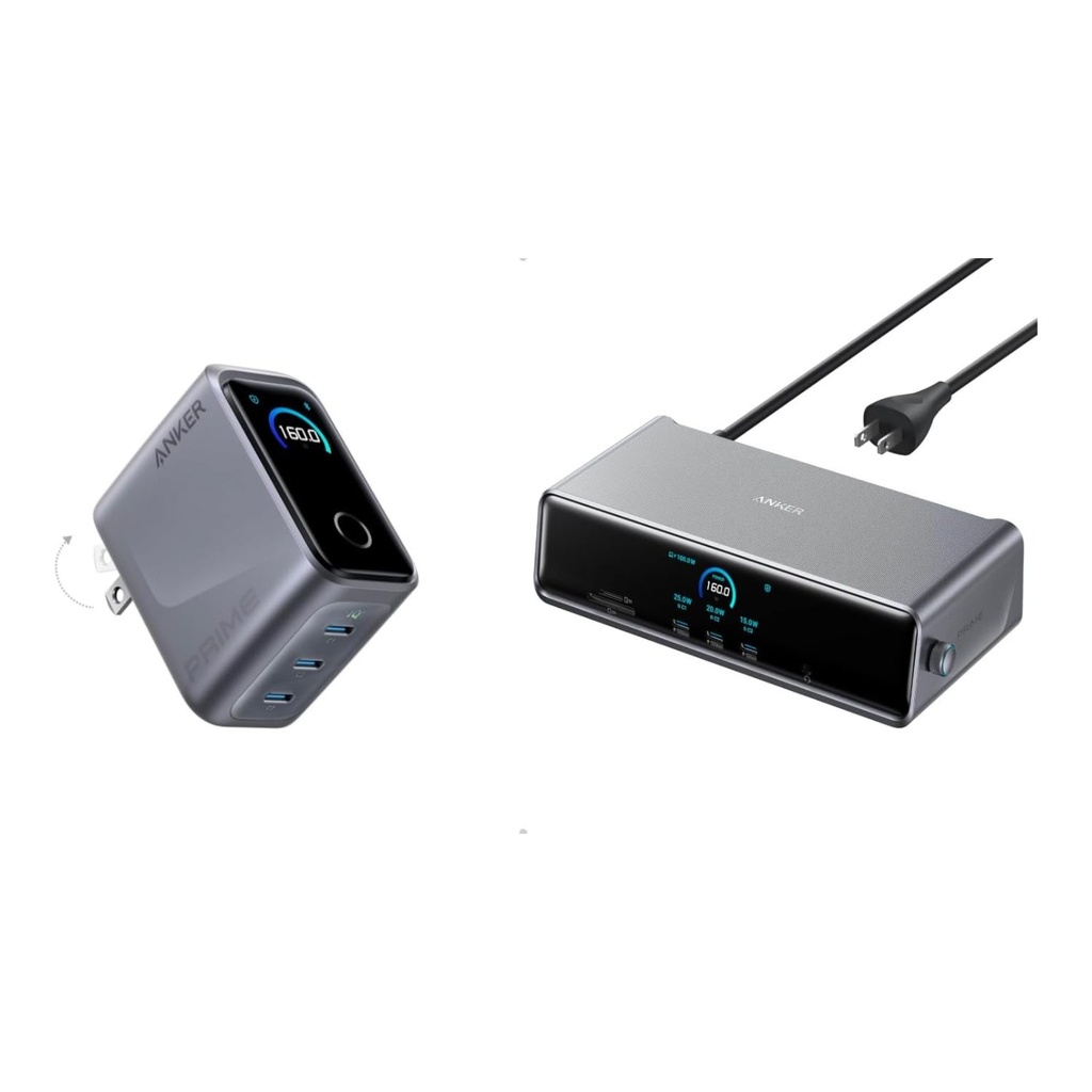 Anker Prime Cargador 160W 3 USB-C con pantalla - Gris oscuro