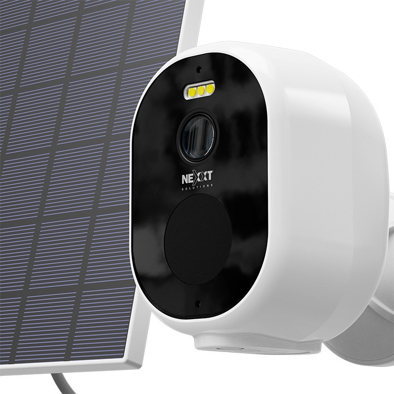 Nexxt Home Outdoor Fixed battery Camera 2K with solar panel 1