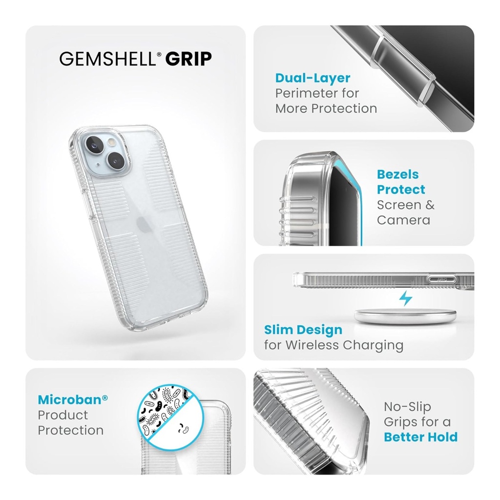Speck Gemshellgrip for iPhone (iPhone 15 - Clear)