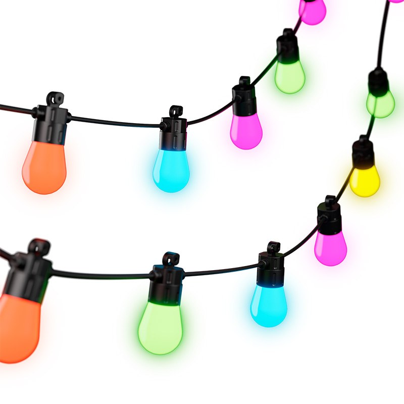 Nexxt Home Smart Outdoor LED String lights RGBIC (15 Bulbs/48ft) 2