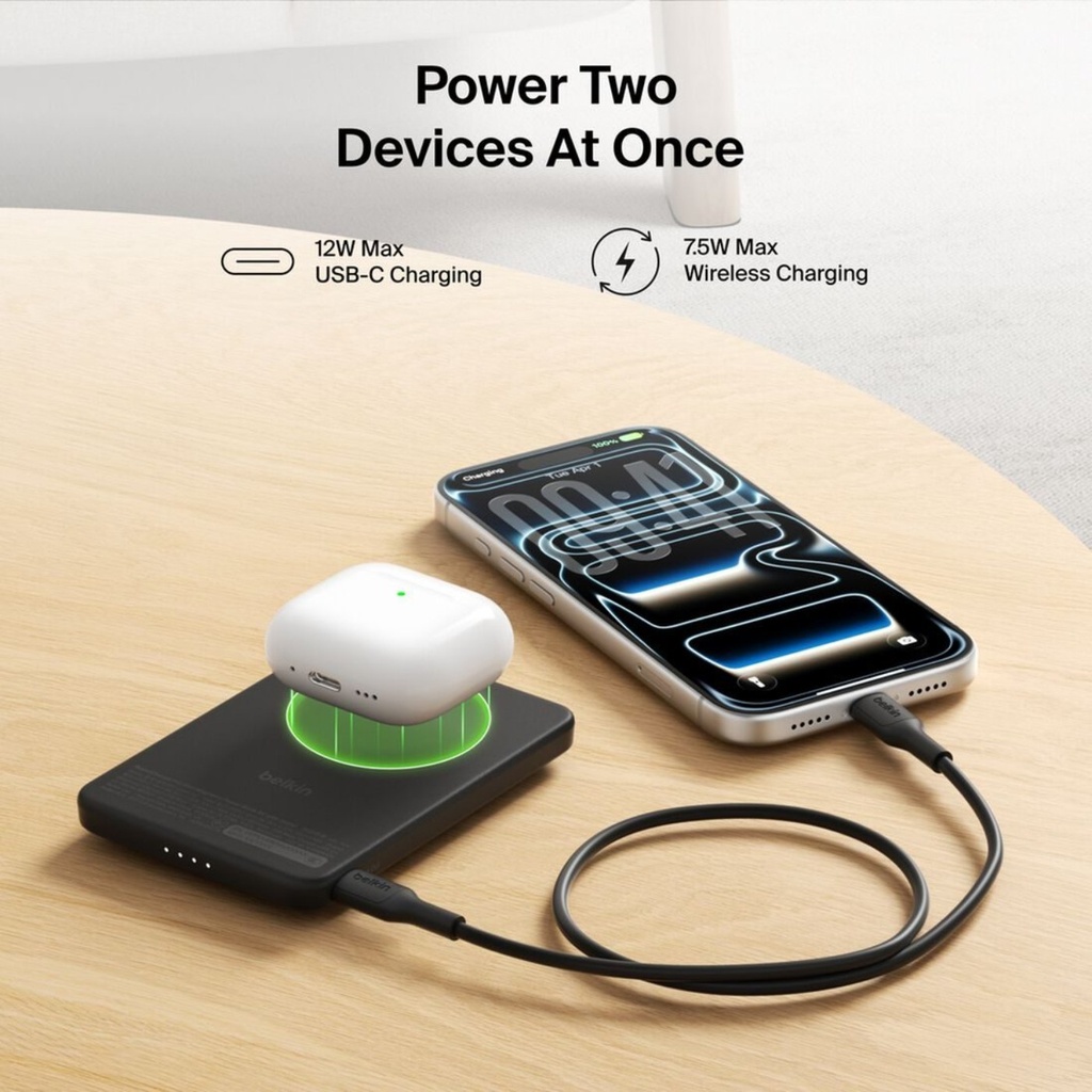 Belkin BoostCharge Slim 5K Magnetic Power Bank with Stand - 