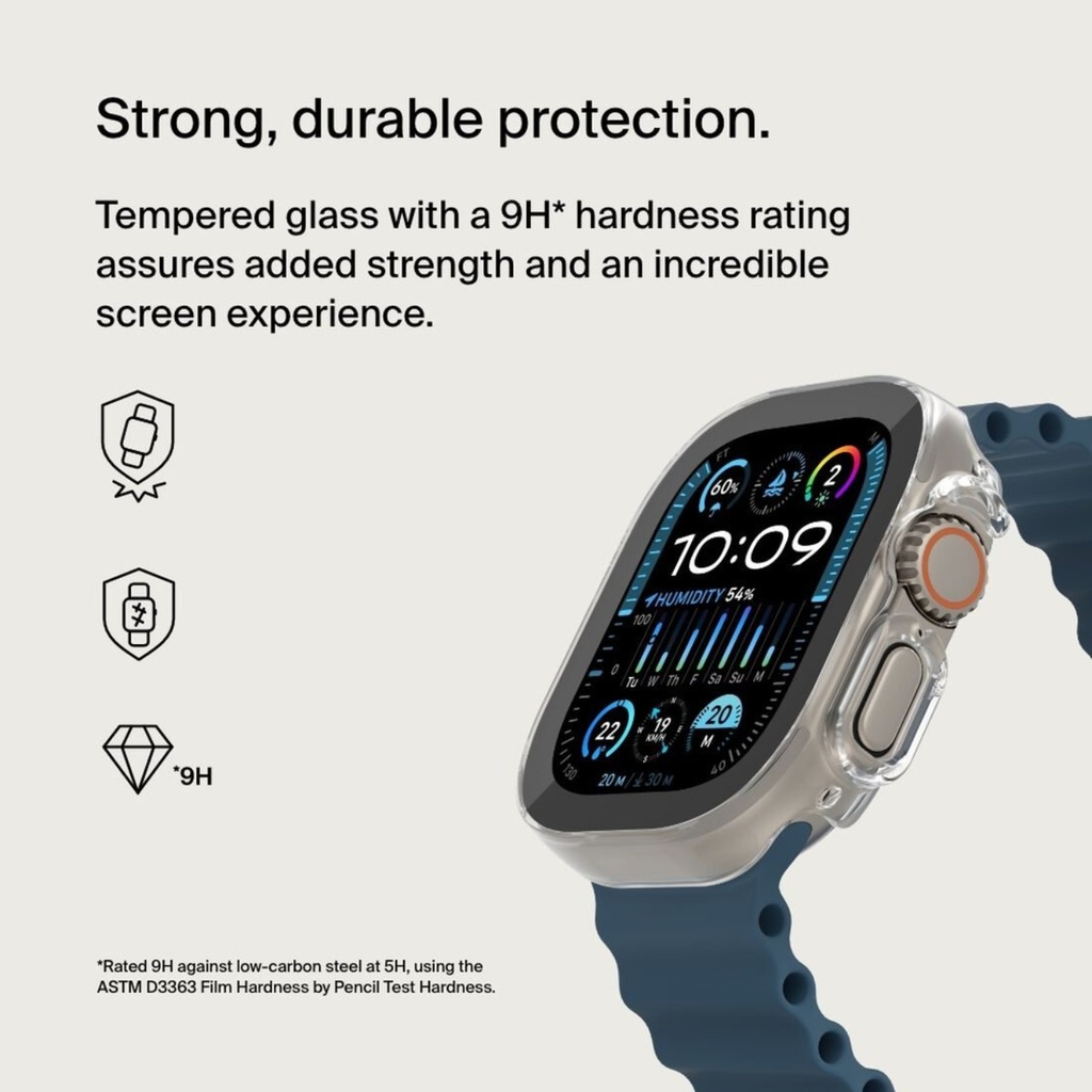 Belkin Glass Screen Protector + Bumper, Watch Ultra, Clear -