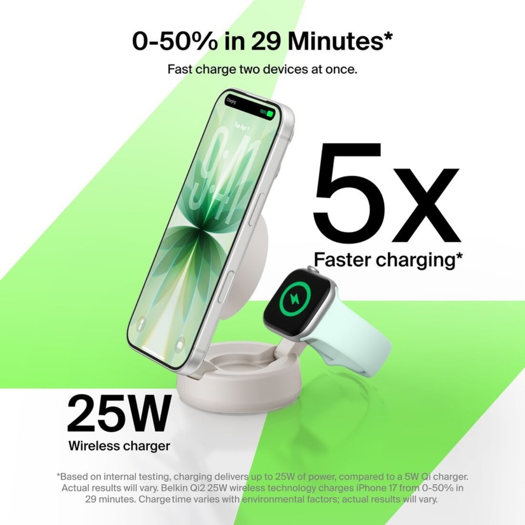 Belkin UltraCharge Pro 2-in-1 Magnetic Charger, Qi2 25W - WI