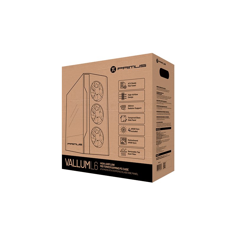 Primus Gaming Vallum L6 Mid-Tower PC Case - Black 2