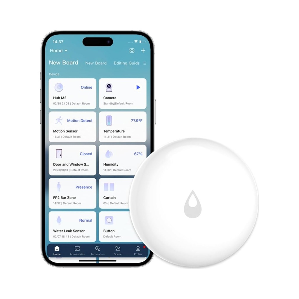 Aqara Sensor de fugas de agua, requiere AQARA HUB, detector de fugas de agua inalámbrico, mini detector de inundaciones inalámbrico para sistema de alarma y automatización de hogar inteligente, para cocina baño sótano, funciona con IFTTT