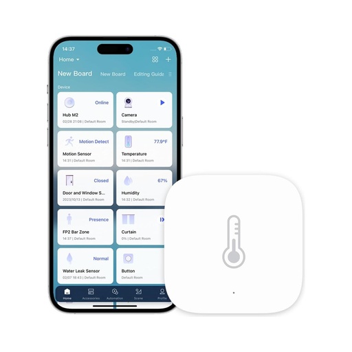 Aqara Sensor de temperatura y humedad, requiere Aqara Hub y Zigbee, para monitoreo remoto y automatización del hogar, termómetro inalámbrico higrómetro, compatible con Apple HomeKit, Alexa, funciona con IFTTT