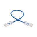 Eaton Cat6 Gigabit Snagless Slim UTP Ethernet Cable (RJ45 M/M), PoE, Blue 1 Ft - N201-S01-BL