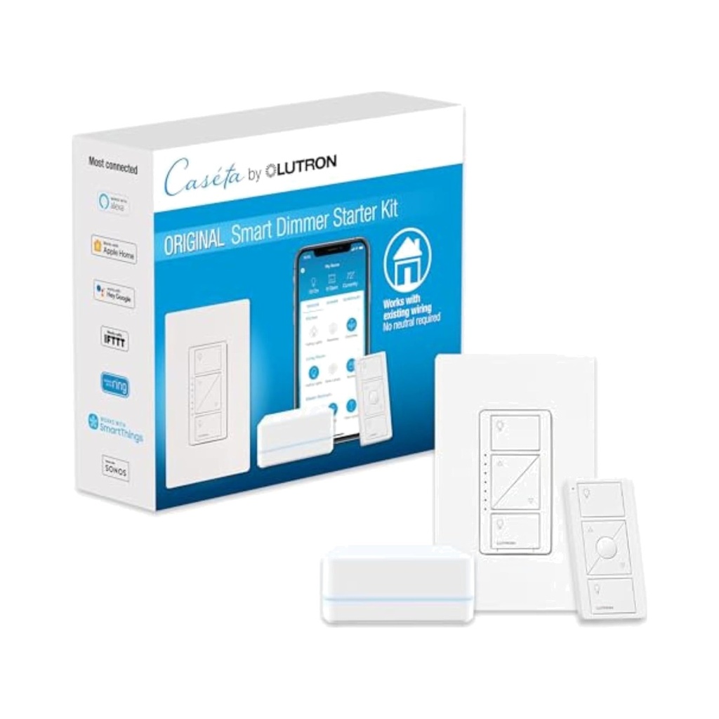 Lutron Caseta Smart Bridge Dimmer Kit with In-wall dimmer and Pico remote