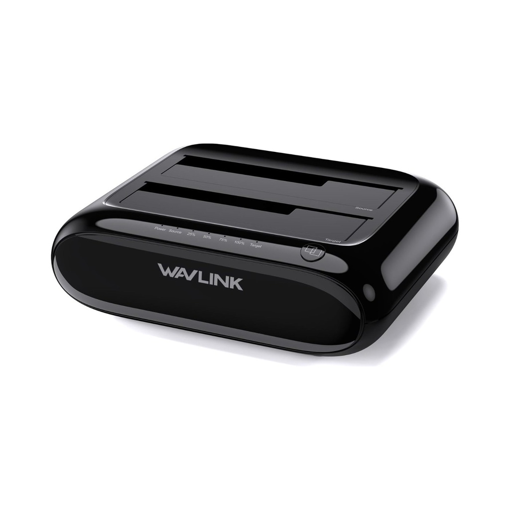 Wavlink USB 3.0 a SATA Dual Bay Estación de acoplamiento de disco duro externo para SSD HDD SATA de 2.5/3.5 pulgadas 2 × 10 TB (6 Gbps) y UASP con función de copia de seguridad sin conexión