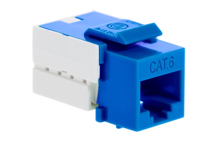 Keystone Cat. 6 RJ45 110 Jack - Black/Blue/White