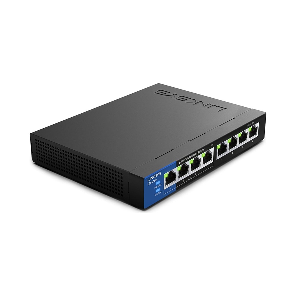 Switch Linksys 8-port Desktop Gigabit PoE+ (LGS108P)